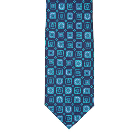 Brioni Square Patterned Tie // Blue