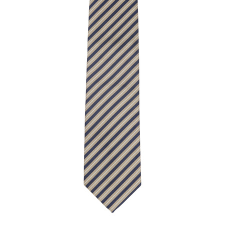 Borrelli Striped Tie // Beige + Blue