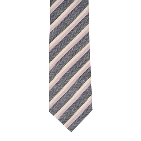Borrelli Striped Tie // Gray + Pink