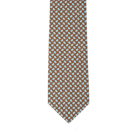 Borrelli Patterned Tie // Brown + Blue