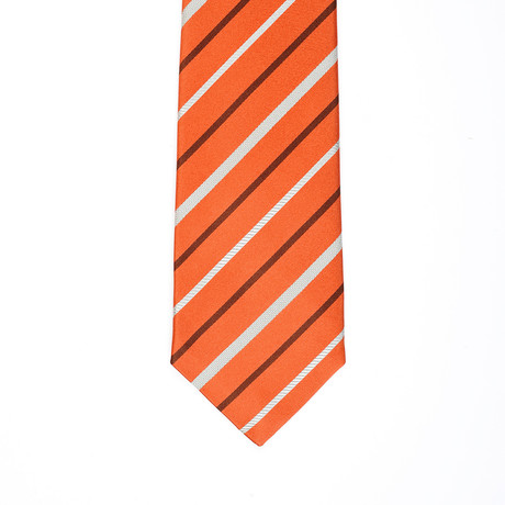 Isaia Striped Tie // Orange + Gray