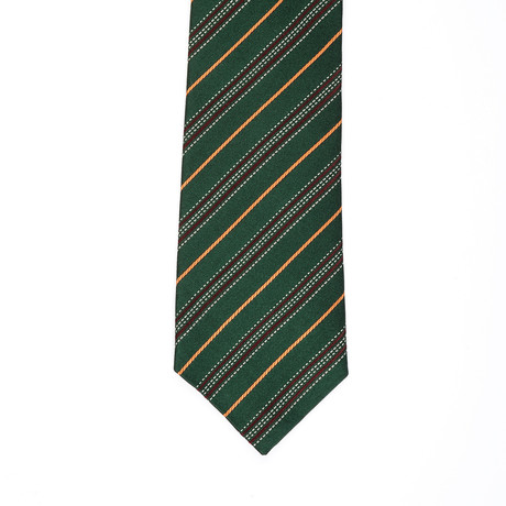 Isaia Striped Tie // Green + Multicolor