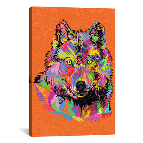 Lady Wolf On Orange (26"W x 18"H x 0.75"D)