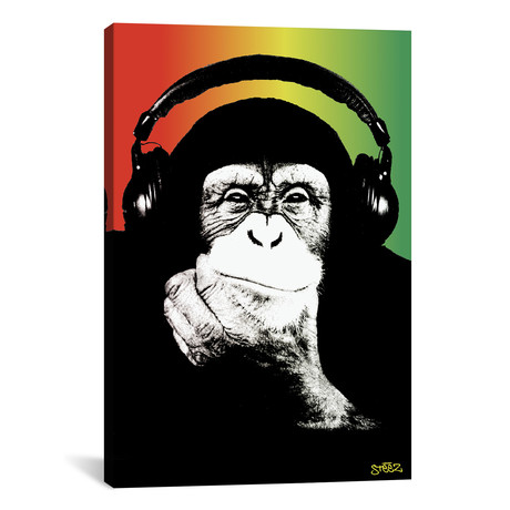 Monkey Headphones Rasta I (26"W x 18"H x 0.75"D)