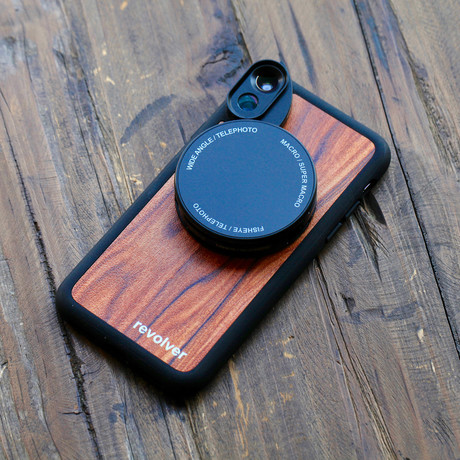 Revolver Lens Kit // Wood Pattern // 6 in 1 Lens (iPhone 7+/8+)