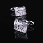 Exclusive Cufflinks + Gift Box // Silver + White Squares