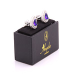 Exclusive Cufflinks + Gift Box // Silver + Light Blue Stone Triangle