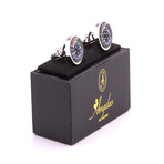 Exclusive Cufflinks + Gift Box // Silver + Black Compass