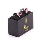 Exclusive Cufflinks + Gift Box // Silver + Purple Squares