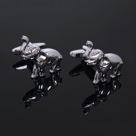 Exclusive Cufflinks + Gift Box // Silver Elephants (OS)