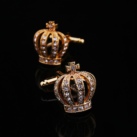 Exclusive Cufflinks Gift Box // Gold Diamond Crowns (OS)