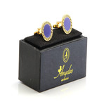 Exclusive Cufflinks Gift Box // Gold + Blue Circles