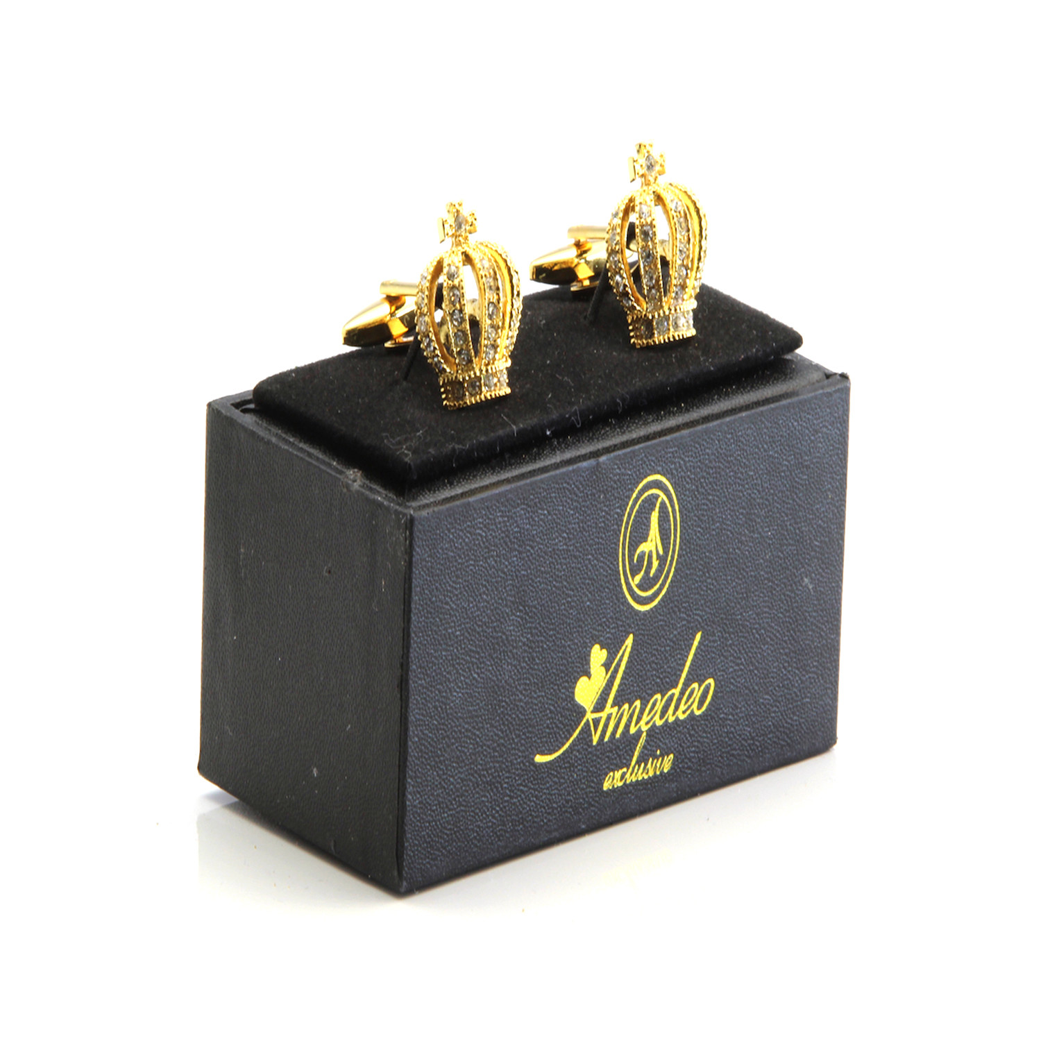 Exclusive Cufflinks Gift Box // Gold Diamond Crowns - Amedeo Exclusive ...