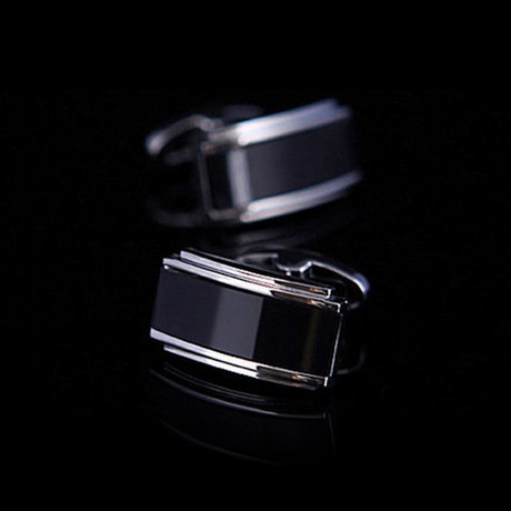 Exclusive Cufflinks + Gift Box // Black Onyx Rectangles (OS)