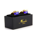Exclusive Cufflinks + Gift Box // Exclusive Gold + Dark Blue Squares