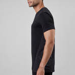 Essential Fashion Crew Neck Shirt // Gray Stripe + Black (XL)