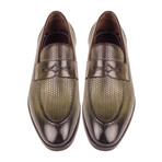 Weave Embossed Penny Loafer // Green Straw (Euro: 39)