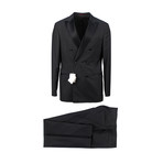 Brunello Cucinelli // Wool Blend Satin Trim Double Breasted Tuxedo Suit // Dark Gray (Euro: 50)