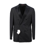 Brunello Cucinelli // Wool Blend Satin Trim Double Breasted Tuxedo Suit // Dark Gray (Euro: 50)