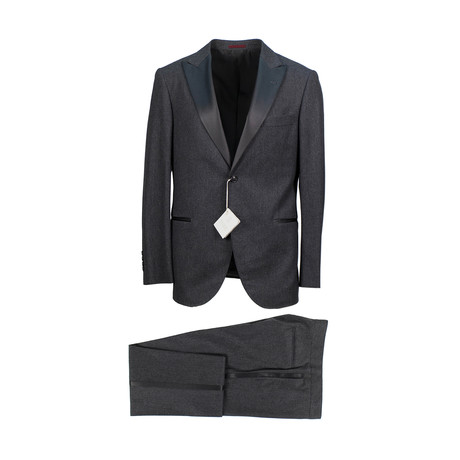 Wool Satin Peak Lapels Tuxedo Suit // Gray (Euro: 46)