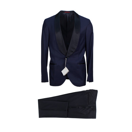 Wool Silk Satin Lapels Tuxedo Suit // Blue (Euro: 46)