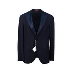 Wool Satin Peak Lapels Tuxedo Suit // Blue (Euro: 46)