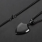 Matte Shield Pendant + Chain Necklace // Black