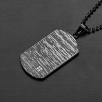 Cubic Zirconia Laser Etched Dog Tag Pendant Necklace // Black + Clear