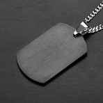 Black Brushed Finish Engravable Dog Tag Pendant Necklace