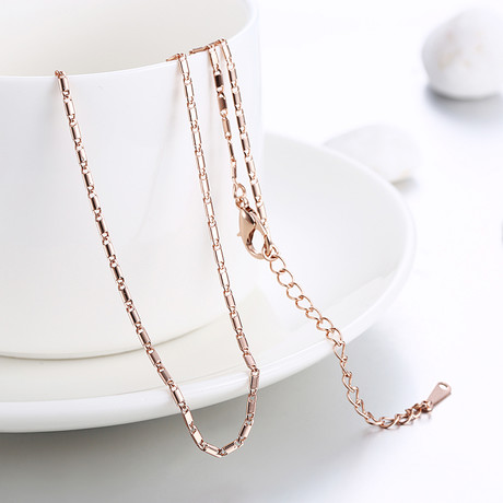 Rose Gold Wheat Chain Necklace (16"L)