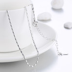 White Gold Box Chain Necklace (16"L)