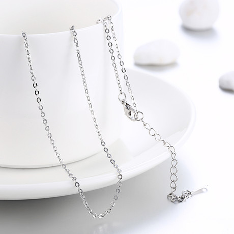 White Gold Simple Chain Necklace (16"L)