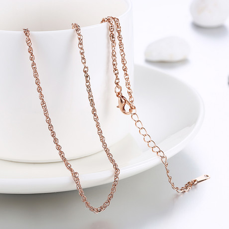 Rose Gold Curved Chain Necklace (24"L)