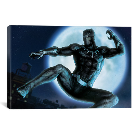 Avengers Assemble // Black Panther Classic Jumping Through The Air Pose (26"W x 18"H x 0.75"D)