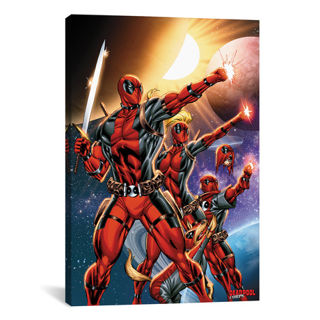 Deadpool Corps // 2010 #11 // The Deadpool Corps Posing With Fists Out (26"W x 18"H x 0.75"D)