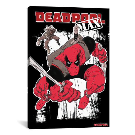 Deadpool Jumping With Katanas In Hand (26"W x 18"H x 0.75"D)