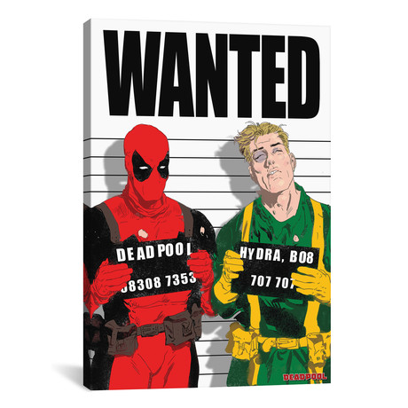 Deadpool Max 2 // 2011 #1 // Deadpool + Bob Agent Of Hydra Mugshot Wanted Sign (26"W x 18"H x 0.75"D)