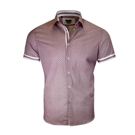 Diego Modern-Fit Short-Sleeve Dress Shirt // Burgundy (XS)
