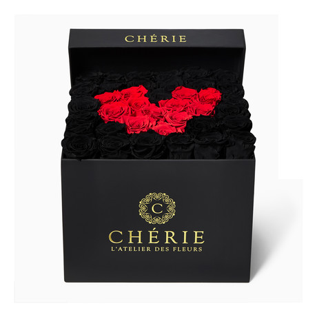 Red Heart Roses // Black Suede Box