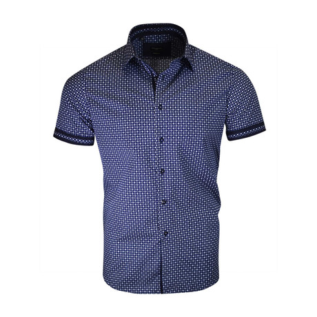 Luca Modern-Fit Short-Sleeve Dress Shirt // Navy (XS)
