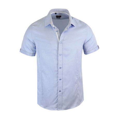 Manuel Modern-Fit Short-Sleeve Dress Shirt // Dark Blue (XS)
