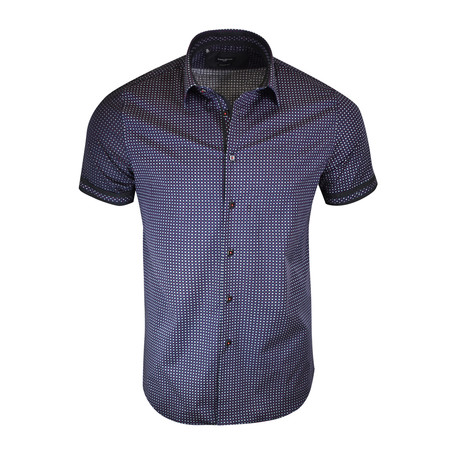Cristian Modern-Fit Short-Sleeve Dress Shirt // Navy (XS)