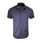 Cristian Modern-Fit Short-Sleeve Dress Shirt // Navy (S)