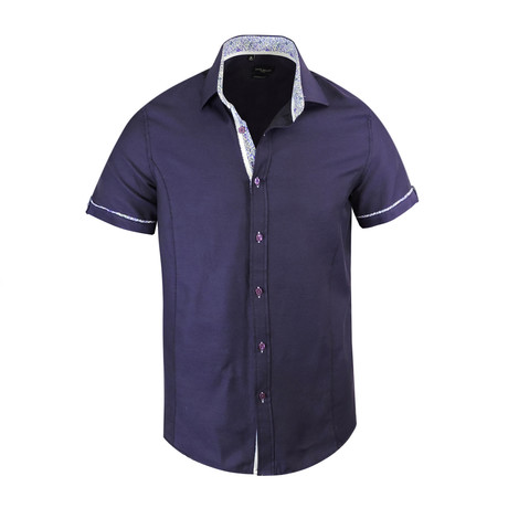 Gabriel Modern-Fit Short-Sleeve Dress Shirt // Purple (XS)