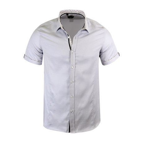 Lorenzo Modern-Fit Short-Sleeve Dress Shirt // Grey (XS)