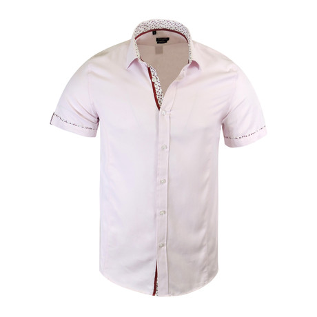 Lorenzo Modern-Fit Short-Sleeve Dress Shirt // Pink (XS)