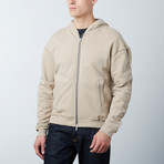 French Terry Zip Bomber Hoodie // Tan (M)
