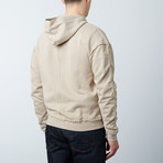 French Terry Zip Bomber Hoodie // Tan (L)