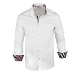 Check Trim Button-Up Shirt // White (M)