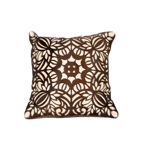 Boho Flora Leather Cushion Cover